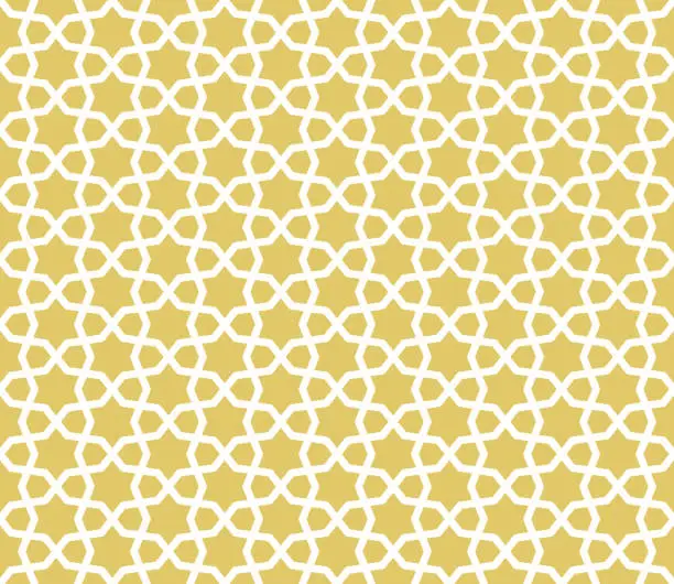 Vector illustration of Golden abstract geometric seamless pattern in traditional Islamic style