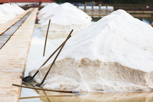 Sea salt harvesting in city of Nin