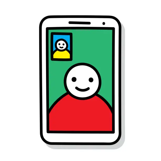 Vector illustration of Smartphone Video Call Doodle 6