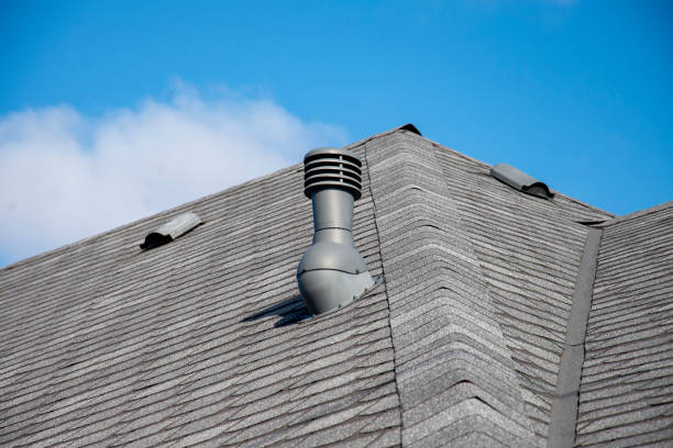 istock Shingles air ventilation chimney on grey flexible roof 2141685248