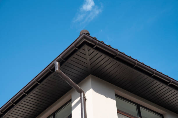 istock Roof overhang and rain gutter system 2141685260