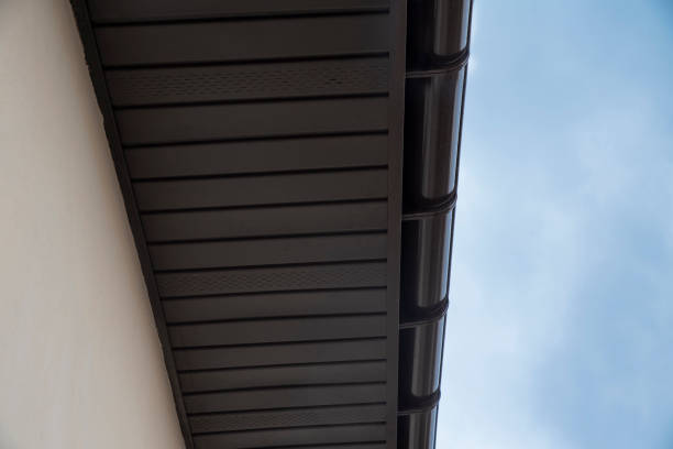 istock Roof overhang with gutter system and soffit 2141685317