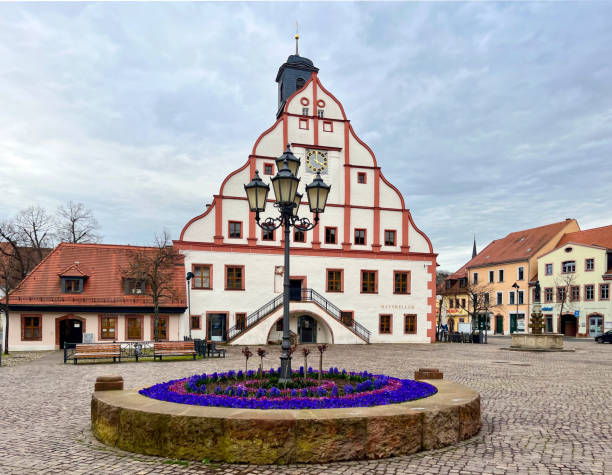 Market square in the old town of Grimma Grimma, Germany - 03.30.2024: Market square in the old town of Grimma grimma stock pictures, royalty-free photos & images