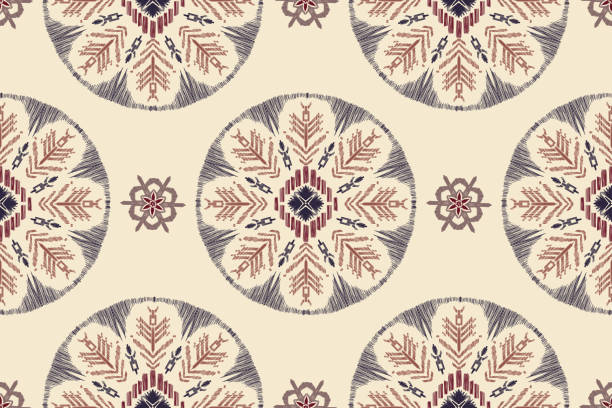 ethnisches nahtloses muster thailändische traditionelle ikat-stickerei vintage-design-vektor-illustration handgezeichnet. - loom ancient art backgrounds stock-grafiken, -clipart, -cartoons und -symbole