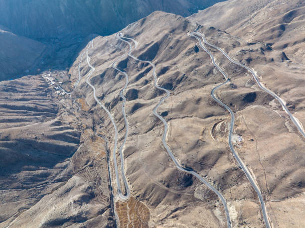 Curving nujiang River 72 turn road in tibet,china