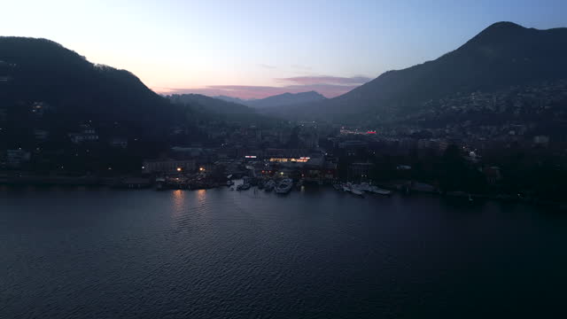 Drone captures the mountains by Lago di Como
