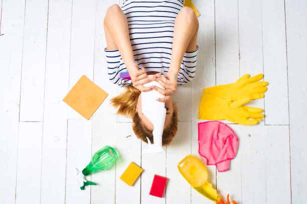 istock lady rubber gloves for cleaning detergent service 2141827197