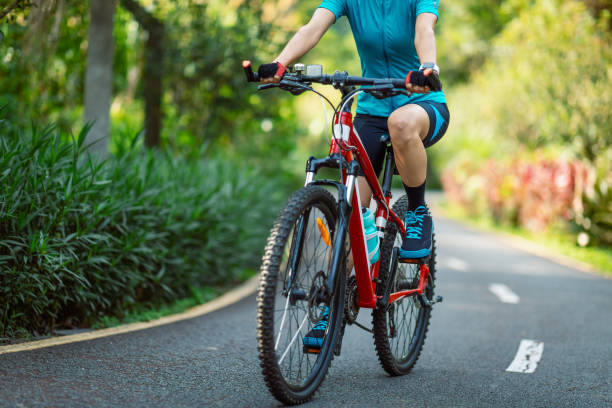 istock Riding bike in summer forest 2141860352