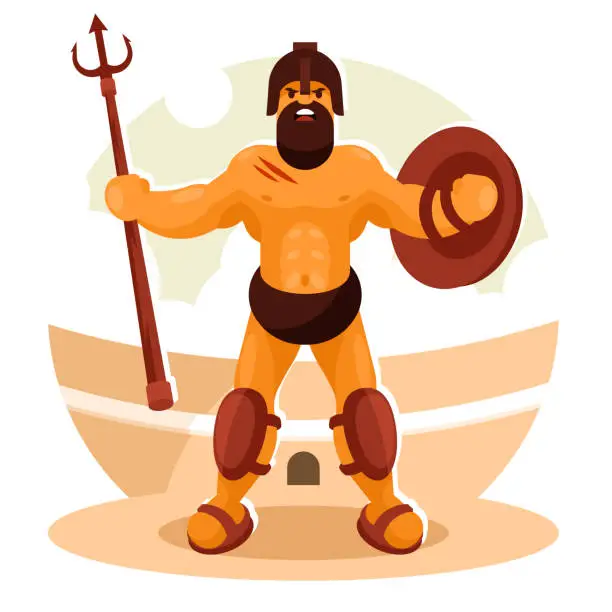 Vector illustration of Gladiator in arena vector