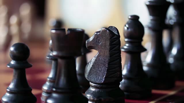 Chess Game, Opening Moves. Close Up. 4K Resolution.