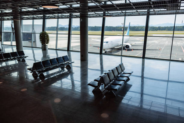 istock Empty Airport Departure Lounge 2142009483