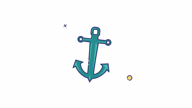 anchor icon animation video for nautical element set, isolated marine equipment motion graphic design