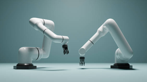 istock Industry 4.0 and Industrial robots in smart factory. 3d rendering 2142086871
