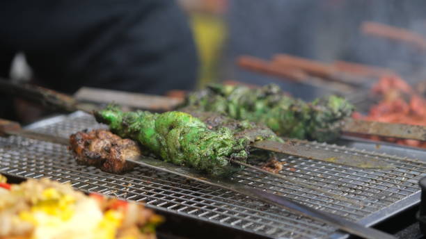 istock Grill coriander chicken at a skewer on a charcoal. 2142126058