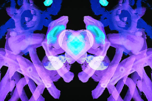 Abstract collage background in watercolor technique. Neon color splash on black background