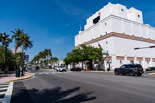 Miami Beach, FL, USA - 04.03.2024\n- South Beach, Beachgoers, and the Art Deco Buildings in Miami Beach at Spring Break