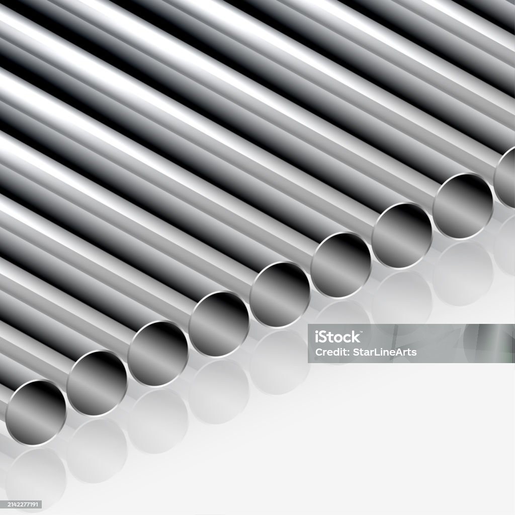 Iron Rube Realistic Metallic Iron Tube Equipment Background For Construction ...