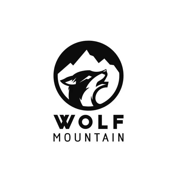 Vector illustration of Wild Nature Wolf Mountain  Icon Design Symbol Template Flat Style Vector