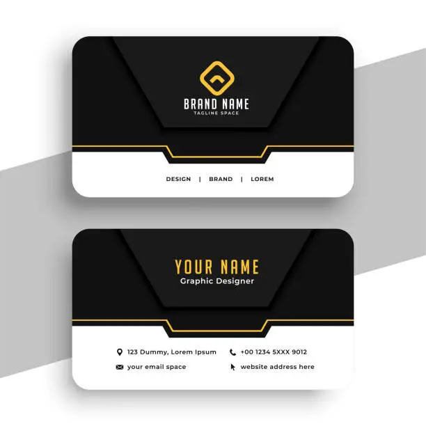 Vector illustration of black and white corporate visiting card layout for office work