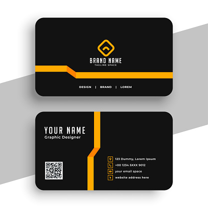 premium dark black business card templated design vector