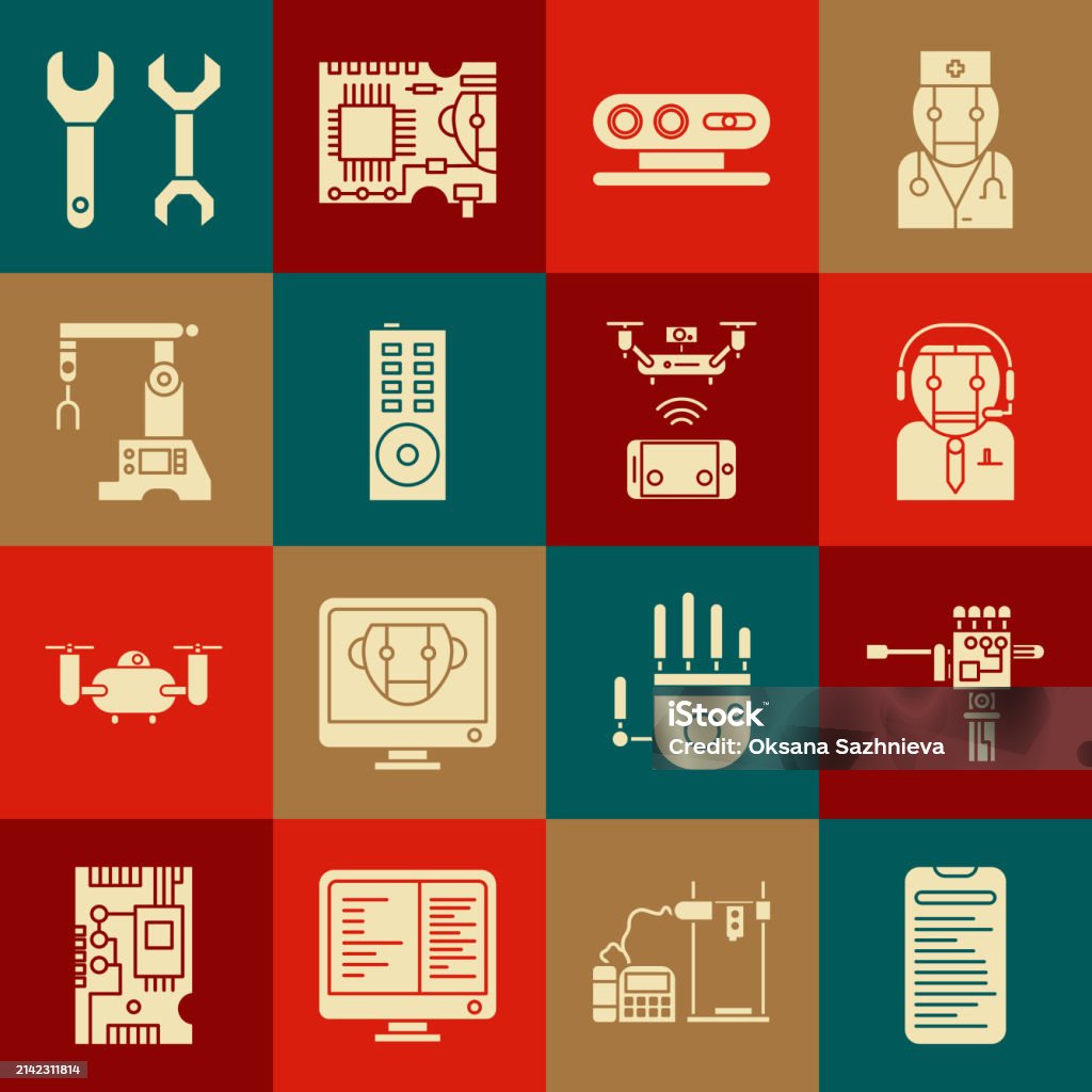 Worker Computer Interface Set Computer Api Interface Mechanical Robot Hand And Screwdriver Worker ...
