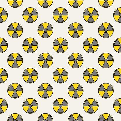 Radioactive Hazard Warning vector concept modern colored seamless pattern