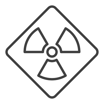 Vector Radiation Warning concept minimal linear icon or symbol