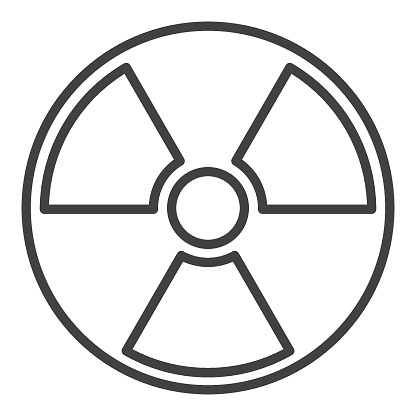 Vector Radioactive Hazard Warning concept simple icon or sign in thin line style