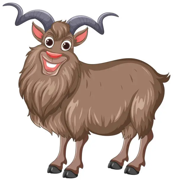 Vector illustration of Vector graphic of a happy, smiling goat