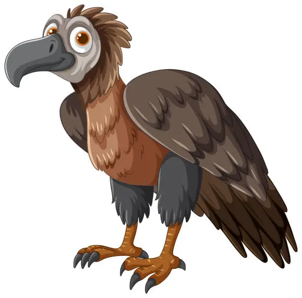 Vector illustration of Vector illustration of a brown cartoon vulture