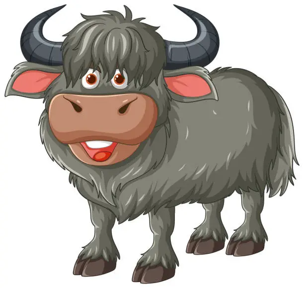 Vector illustration of A cheerful yak character in a vector graphic style.