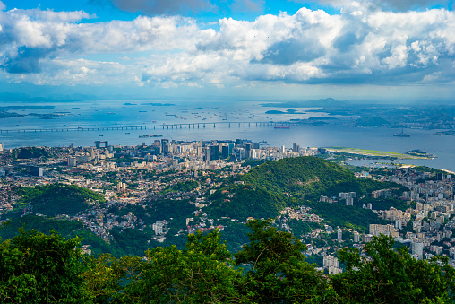 Sugarloaf Mountain in Rio de Janeiro, Brazil.Panorama of Botafogo Bay