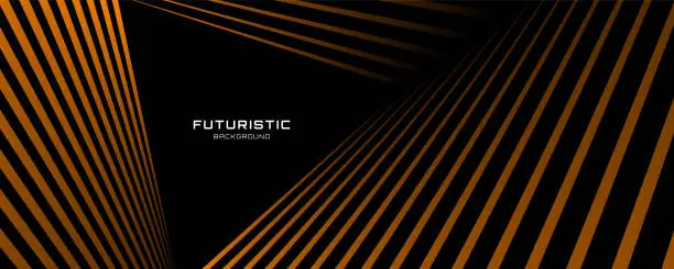 Vector illustration of 3D brown black dynamic techno background on dark space. Tech banner with rotating triangles style decoration. Modern graphic design element. Motion lines effect concept for web, flyer, card or brochure cover