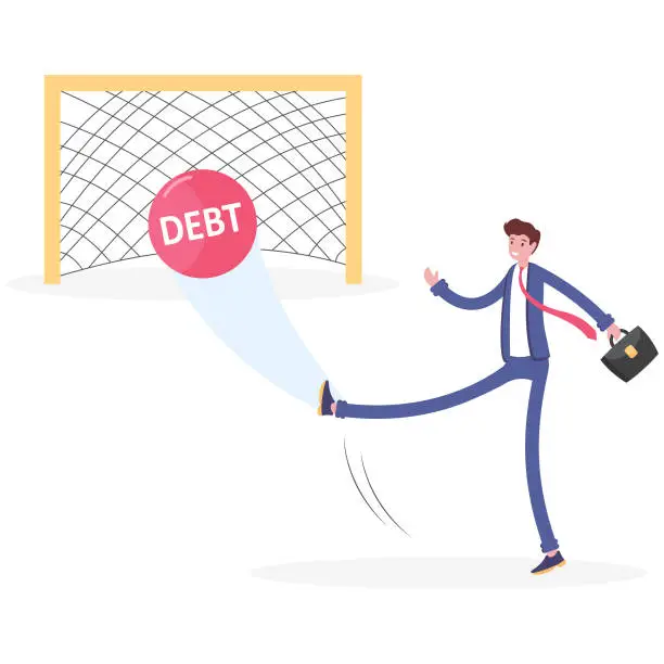 Vector illustration of Businessman kicking tax ball like football player, illustration vector cartoon