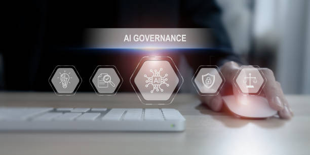 istock AI Artificial Intelligence governance concept. AI Policy for ensuring responsible, ethical use of artificial intelligence (AI) technologies. Transparency, accountability, bias, privacy of AI system. 2142479736