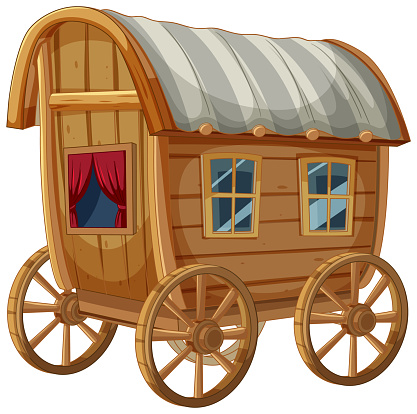 Illustration of an old-fashioned wooden wagon