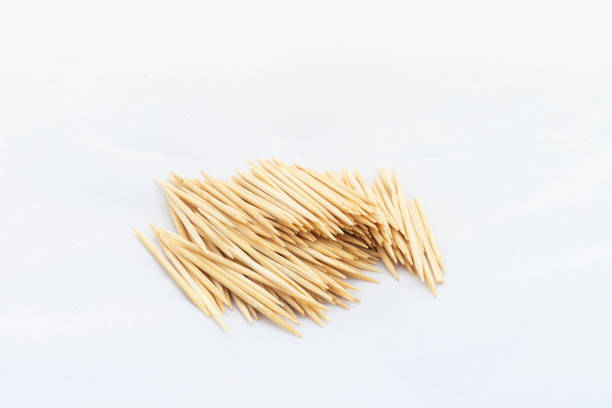 Wooden toothpicks isolated on white background with clipping path.