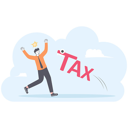 Businessman run away from tax , illustration vector cartoon