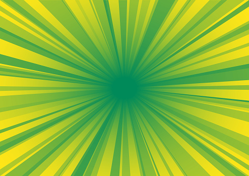 Bright green and yellow exploding rays of light fun comic book action zoom blast explosion vector illustration background