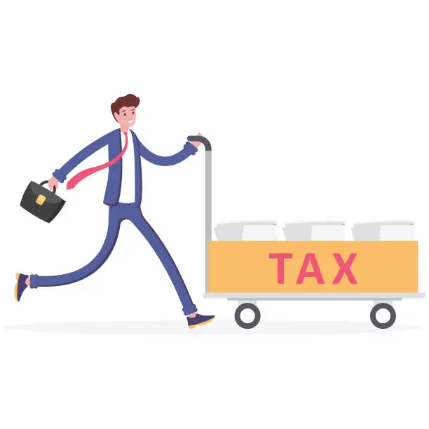 Vector illustration of Businessman with tax word, illustration vector cartoon