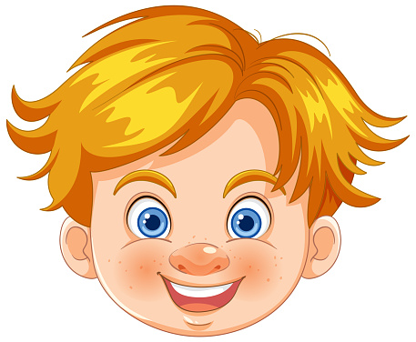 Bright-eyed boy with a joyful expression illustration