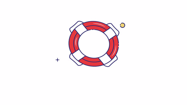 float icon animation video for nautical element set, isolated safety equipment sign motion graphic design
