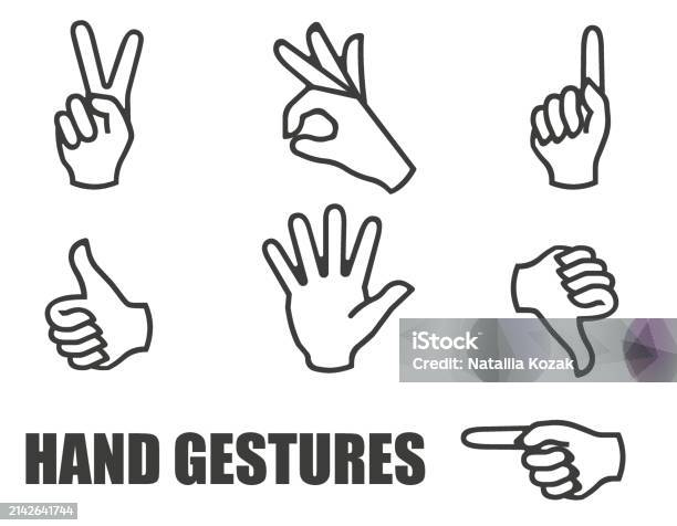 Comparing Hand Symbol Hands Show Different Symbols Hands With A Thin Line Hand Symbols Stock ...