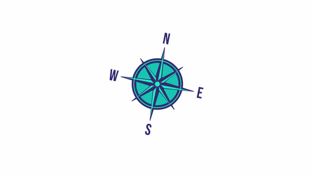 points of the compass icon animation video for nautical element set, isolated marine sign motion graphic design