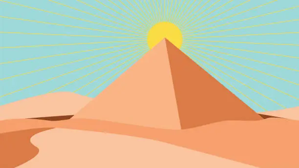 Vector illustration of Egypt landscape with pyramid