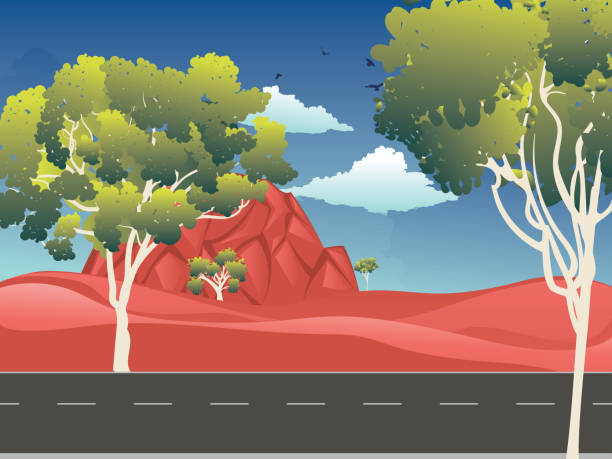 ilustraciones, imágenes clip art, dibujos animados e iconos de stock de desierto rojo australiano - aborigine famous place vector desert