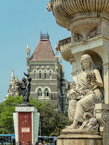 03 31 2024 Vintage Old Heritage Statyue at Foral Fountain, Fort,MUmbai Maharashtra India.Asia..