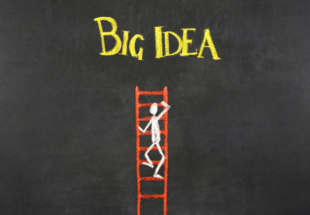 Stick figure climbing ladder to success