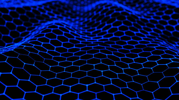 istock Connected dots and lines. Dynamic wave. Abstract digital background. Futuristic illustration. Hexagon. 3D rendering. 2142714225