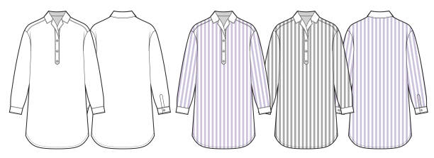 istock Women tunic shirt dress design with stripes 2142751716